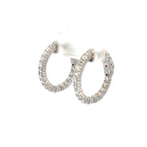 14k White Gold 1.00ct G VS2 Round Diamond Inside/Out Hoop Earrings 3/4"